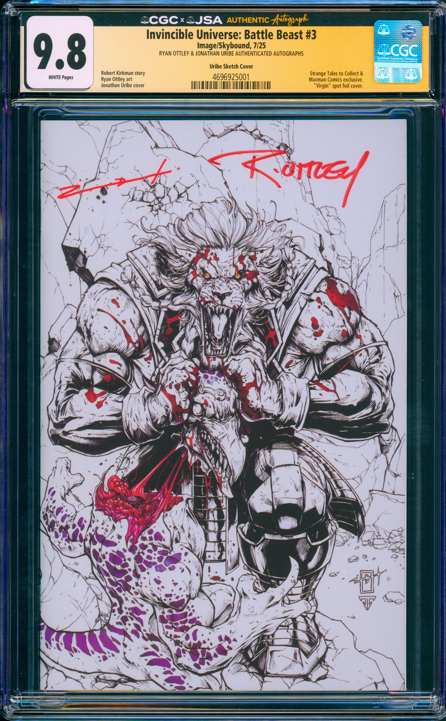 INVINCIBLE UNIVERSE: BATTLE BEAST #3 CGC 9.8 2X SIGNED OTTLEY URIBE