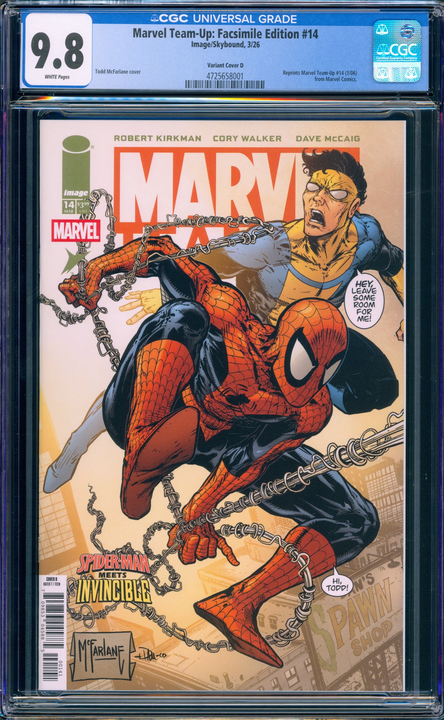 MARVEL TEAM UP #14 CGC 9.8 (TODD MCFARLANE COVER)