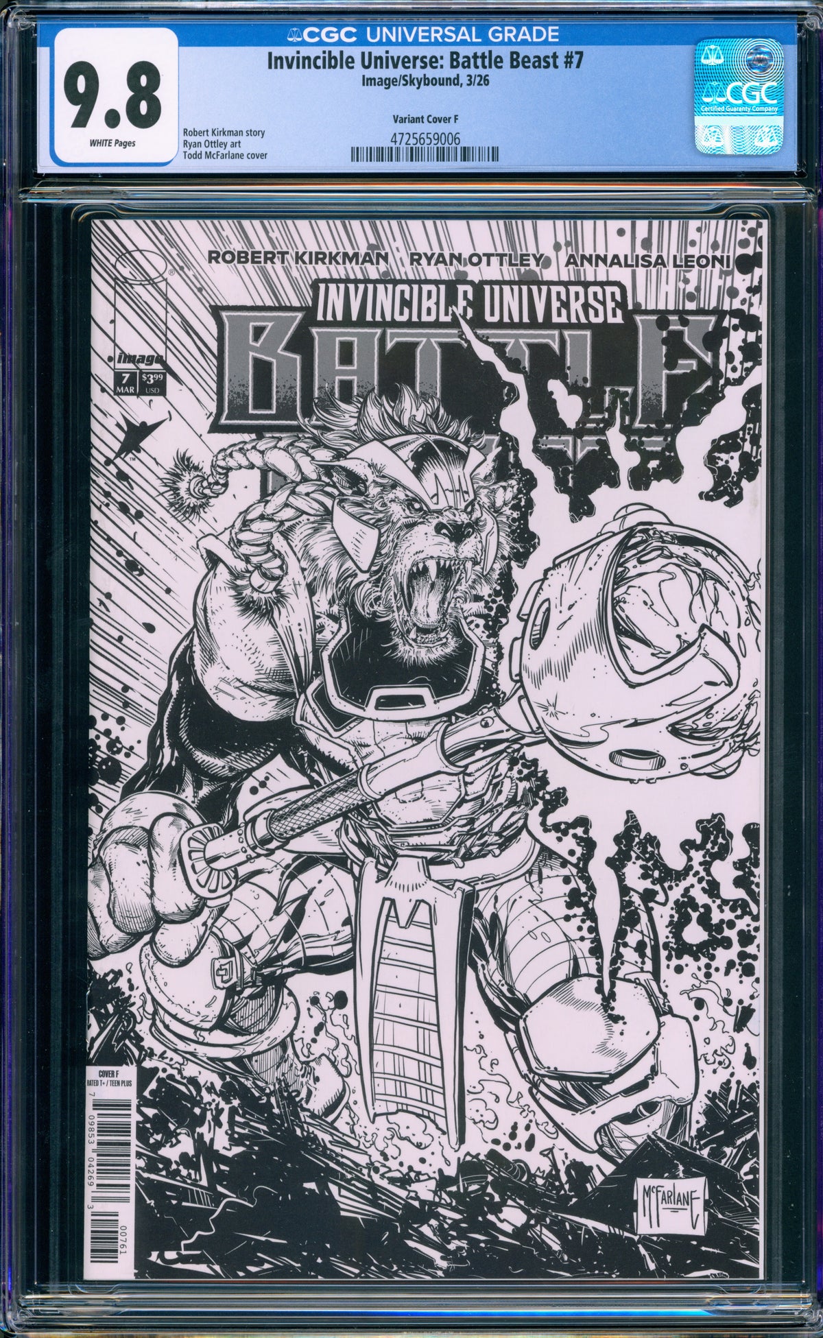INVINCIBLE BATTLE BEAST #7 CGC 9.8 1:75 (TODD MCFARLANE)