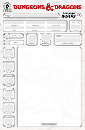 Dungeons & Dragons: Total Party Killers #1 Blank Cover-Character Sheet