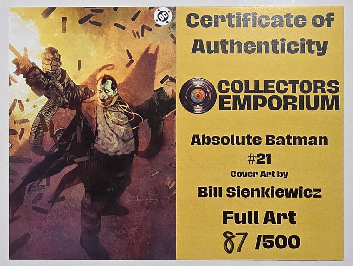 ABSOLUTE BATMAN #21 VIRGIN COVER LTD 500 BILL SIENKIEWICZ W/COA