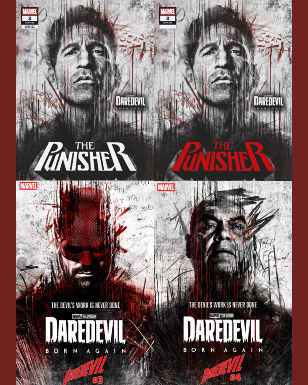 SET OF 4 - PUNISHER DAREDEVIL BORN AGAIN CHARLIE COX JON BERNTHAL VINCENT D'ONOFRIO