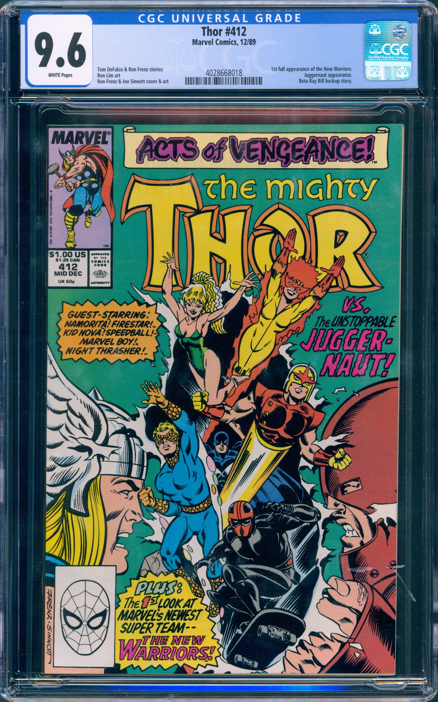 Thor #412 CGC 9.6 (1st New Warriors)