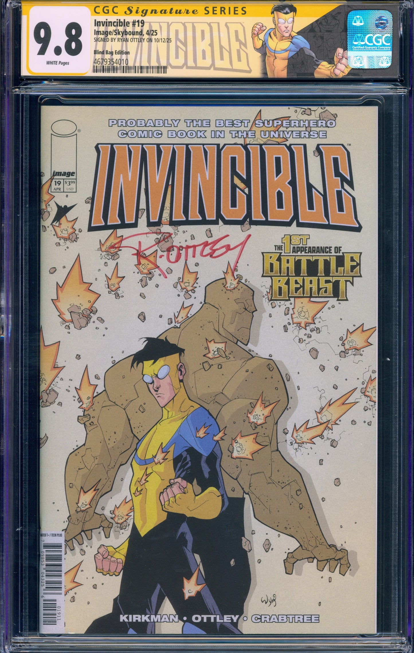 INVINCIBLE #19 CGC 9.8 GOLD FOIL BLIND BAG RYAN OTTLEY SIGNATURE