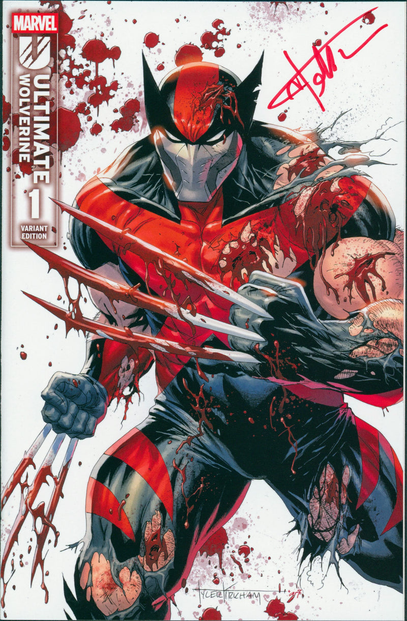 Ultimate Wolverine 1 Battle Damage - Signed Tyler Kirkham