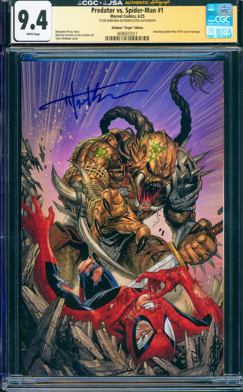 Predator vs Spider-Man #1 CGC 9.4 (Signed Tyler Kirkham)