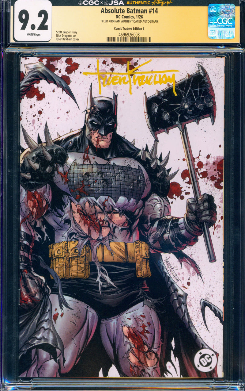Absolute Batman #14 CGC 9.2 (Signed Tyler Kirkham)