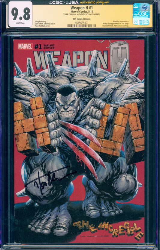 Weapon H #1 CGC 9.8 KRS Comics Edition A (Signed Tyler Kirkham)