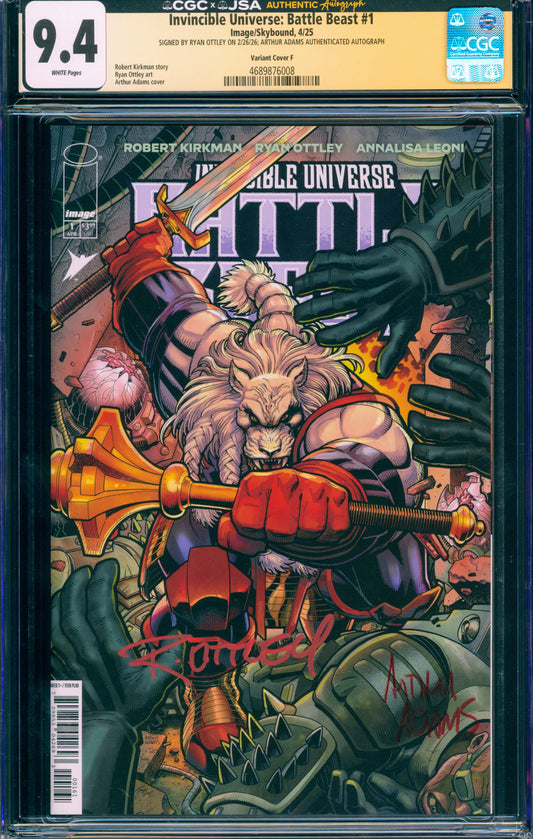 INVINCIBLE UNIVERSE: BATTLE BEAST #1 CGC 9.4 (DOUBLE SIGNED OTTLEY & ADAMS)