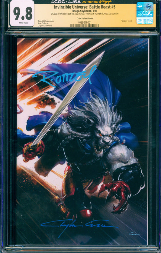 INVINCIBLE UNIVERSE: BATTLE BEAST #5 CGC 9.8 (DOUBLE SIGNED OTTLEY & CRAIN)