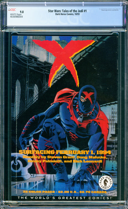 STAR WARS: TALES OF THE JEDI #1 CGC 9.8 (1993)