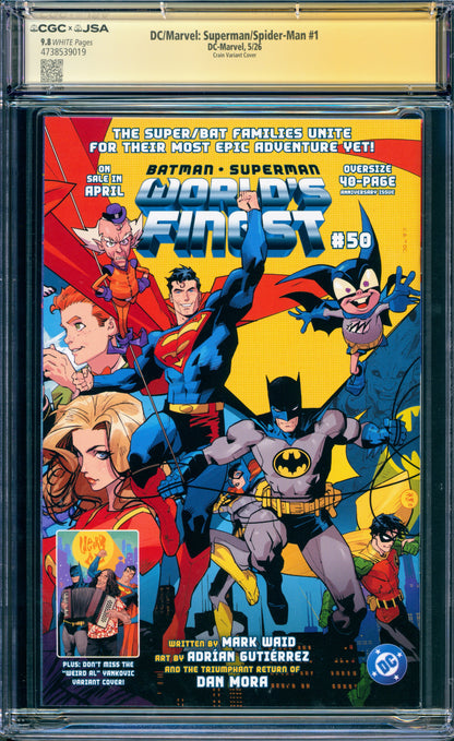 DC/MARVEL SUPERMAN SPIDER-MAN #1 CGC 9.8 SIGNED (CLAYTON CRAIN SIGNATURE)