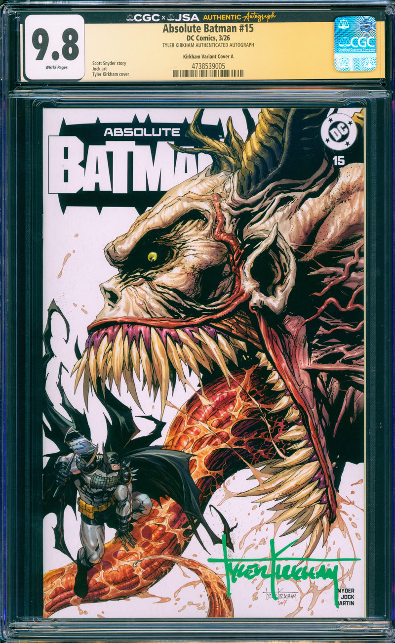 ABSOLUTE BATMAN #15 CGC 9.8 (SIGNED TYLER KIRKHAM ARTIST SIG!)