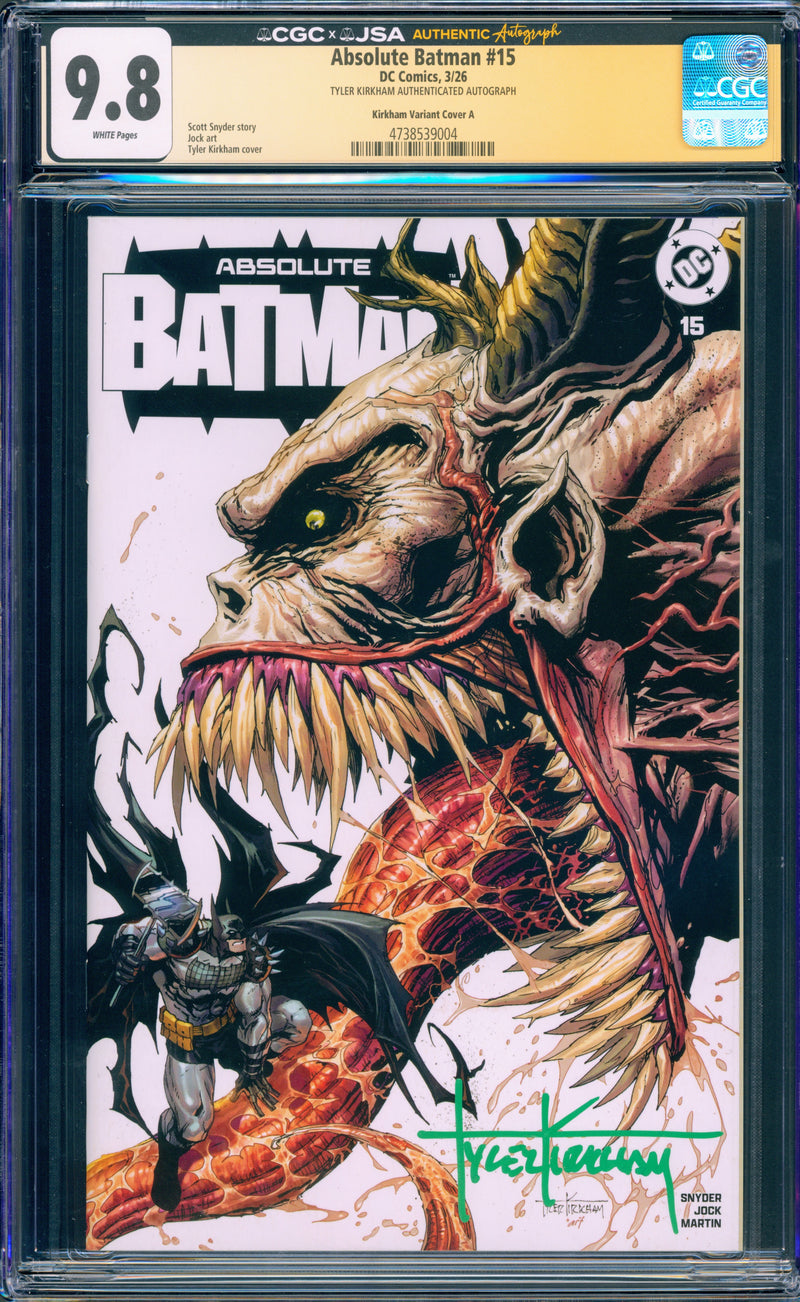 ABSOLUTE BATMAN #15 CGC 9.8 (SIGNED TYLER KIRKHAM ARTIST SIG!)