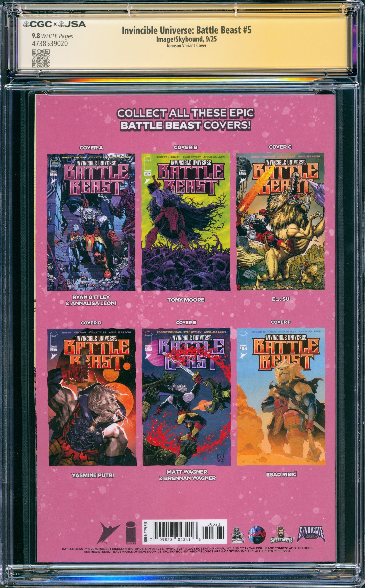 BATTLE BEAST #5 CGC 9.8 (SIGNED CAMRON JOHNSON) NYCC VIRGIN LTD 1000
