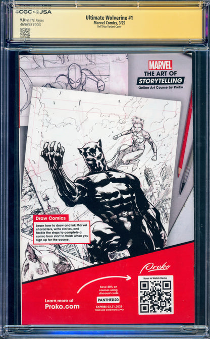 ULTIMATE WOLVERINE #1 CGC 9.8 1:50 2X SIGNED CAPPUCCIO DELL'OTTO