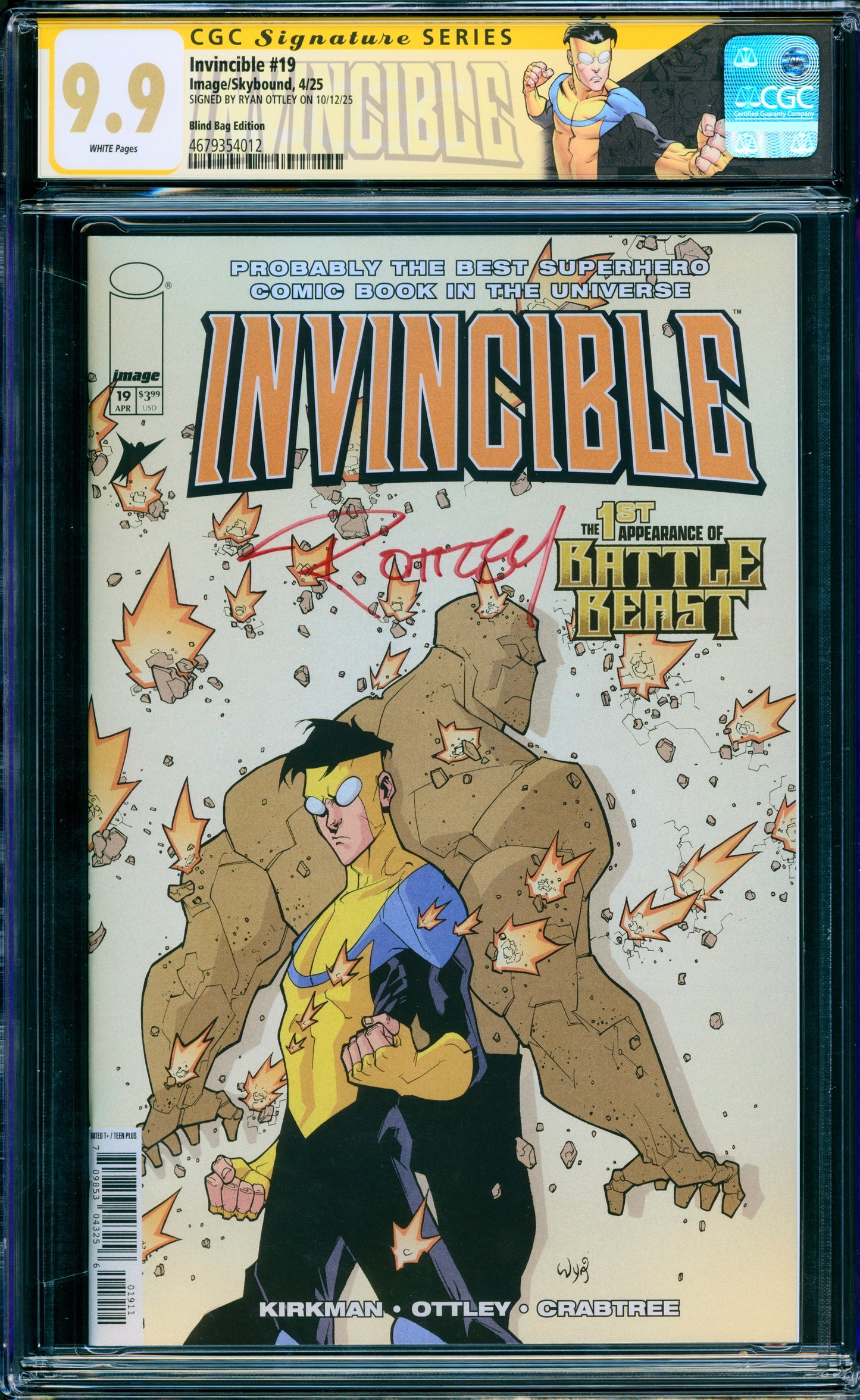 INVINCIBLE #19 CGC 9.9 GOLD FOIL BLIND BAG SIGNED RYAN OTTLEY MINT