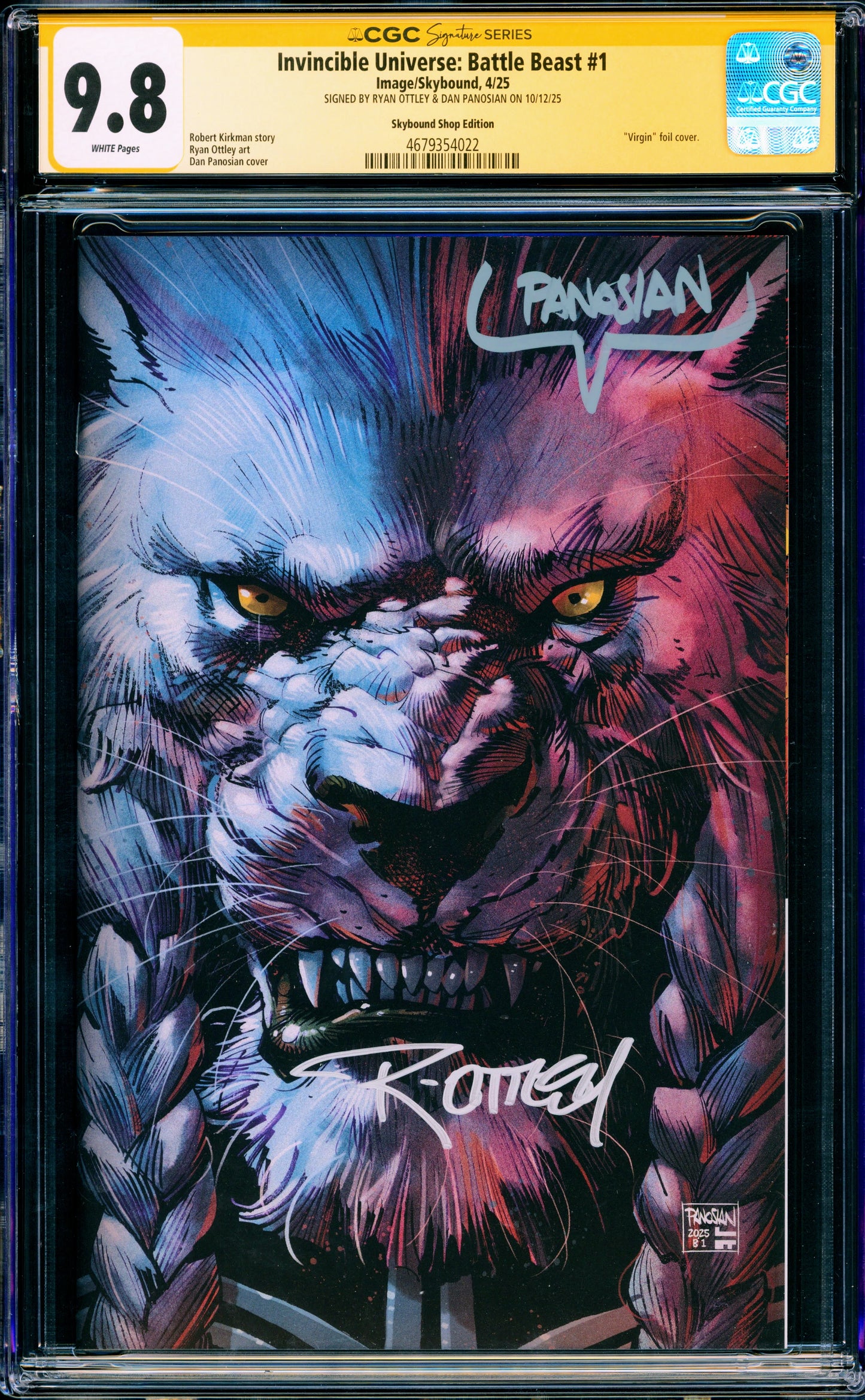 INVINCIBLE UNIVERSE: BATTLE BEAST #1 CGC 9.8 2X SIGNED OTTLEY PANOSIAN