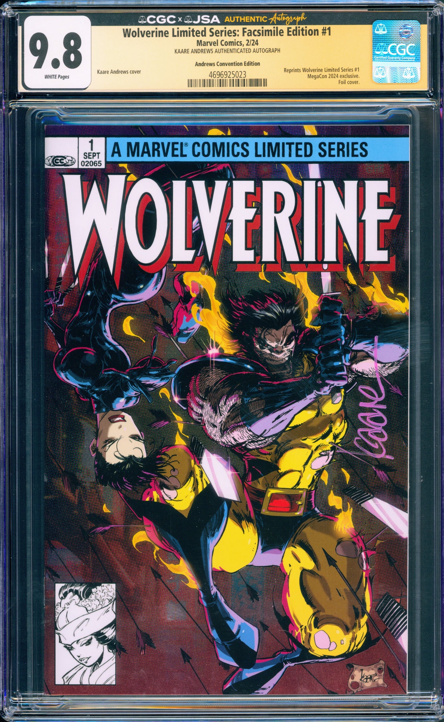 WOLVERINE LIMITED SERIES FACSIMILE #1 CGC 9.8 FOIL KAARE ANDREWS SIGNED (Copy)