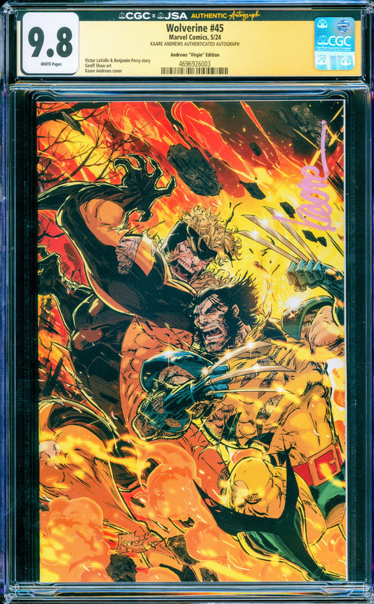 WOLVERINE #45 CGC 9.8 KAARE ANDREWS SIGNED