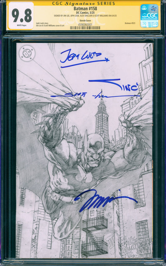 BATMAN #158 CGC 9.8 1:250 4X SIGNED JIM LEE WILLIAMS LOEB SINCLAIR