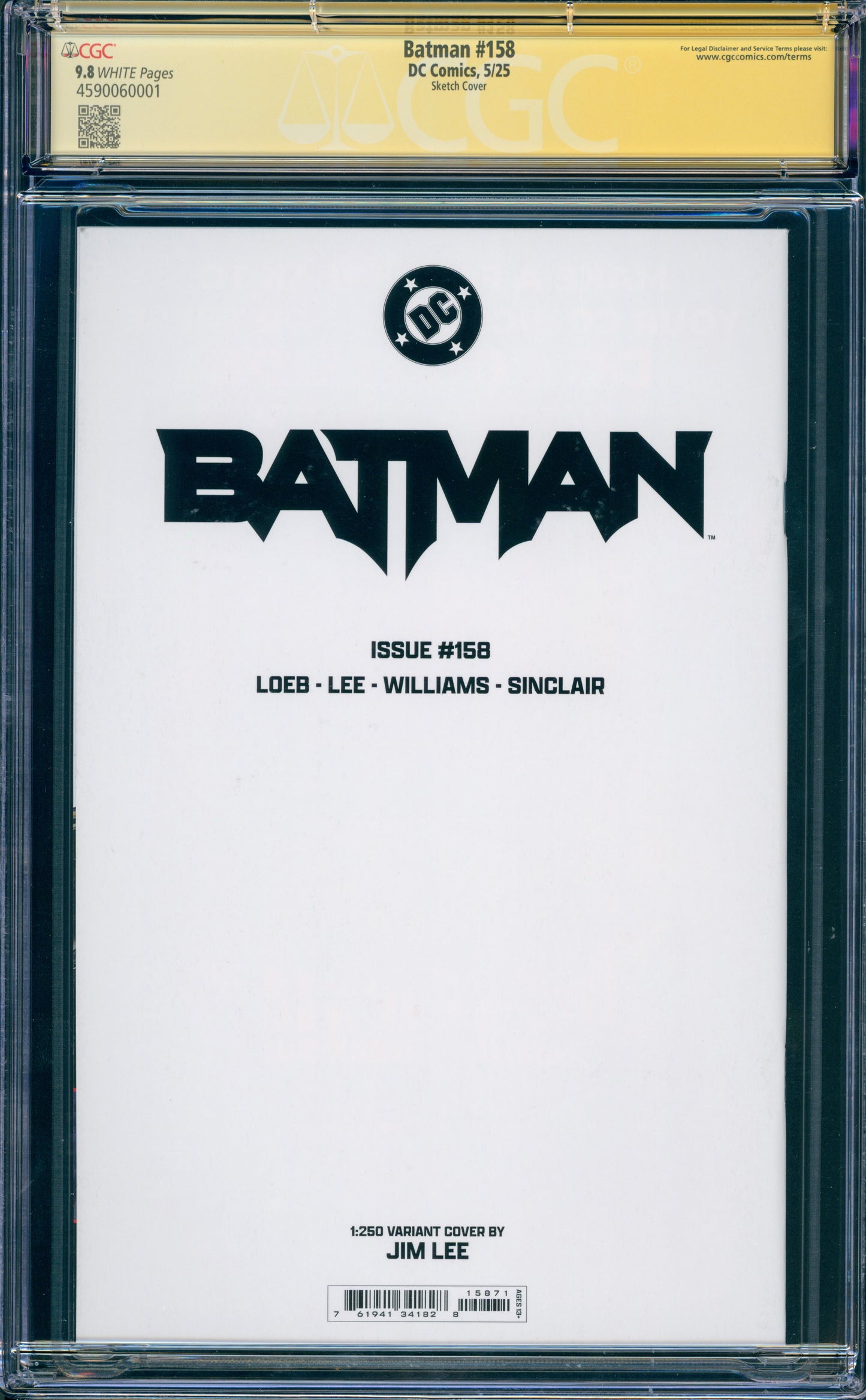 BATMAN #158 CGC 9.8 1:250 4X SIGNED JIM LEE WILLIAMS LOEB SINCLAIR