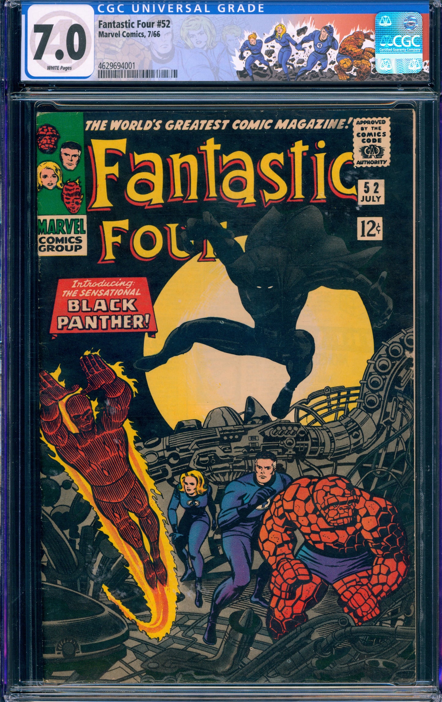 FANSTASTIC FOUR #52 CGC 7.0 (1966) 1ST APP BLACK PANTHER
