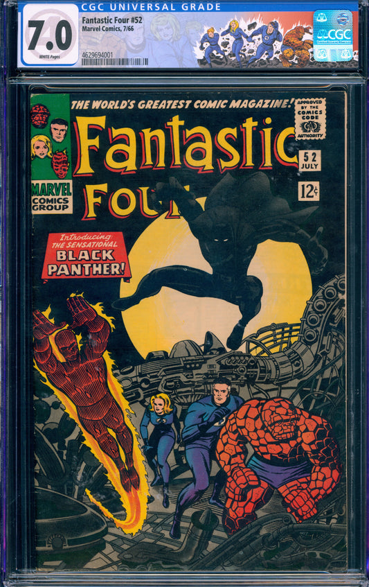 FANSTASTIC FOUR #52 CGC 7.0 (1966) 1ST APP BLACK PANTHER