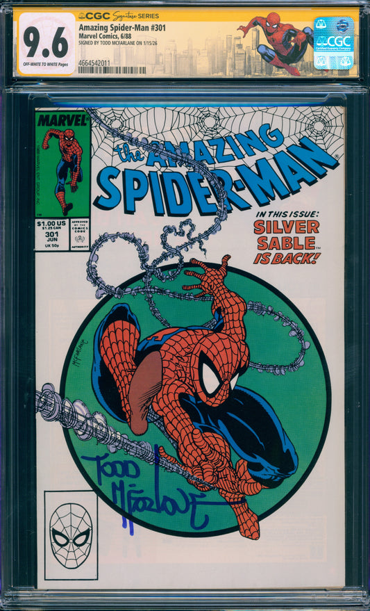 AMAZING SPIDER-MAN #301 CGC 9.6 SIGNED MCFARLANE OFF WHITE