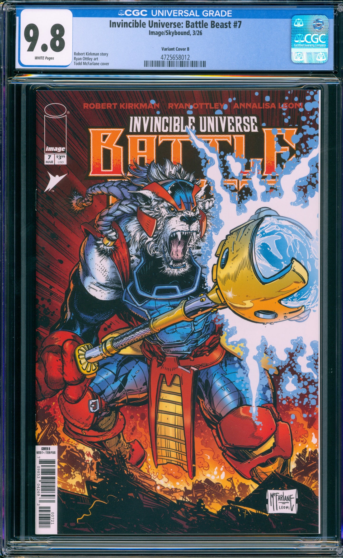 INVINCIBLE BATTLE BEAST #7 CGC 9.8 (TODD MCFARLANE)