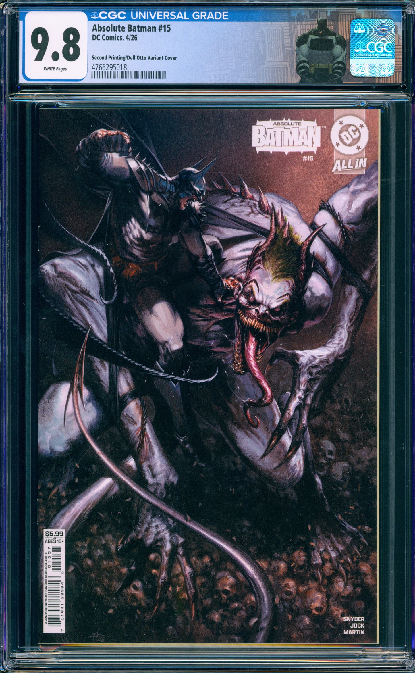 ABSOLUTE BATMAN #15 CGC 9.8 2ND PRINT 1ST ABSOLUTE JOKER DELL'OTTO