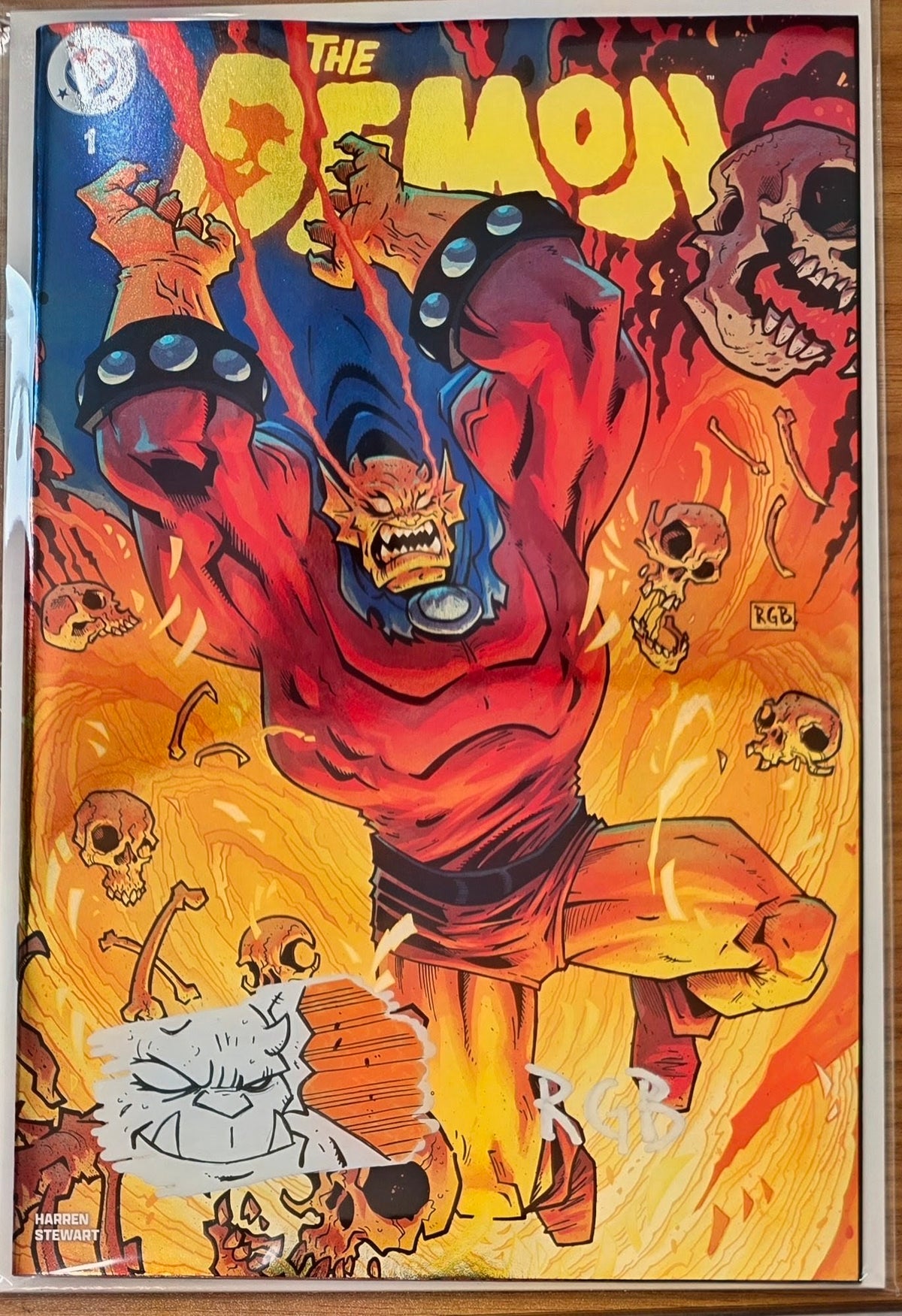 DEMON #1 FOIL🔥SPLASH COLOR REMARKED & SIGNED🔥RYAN G. BROWNE