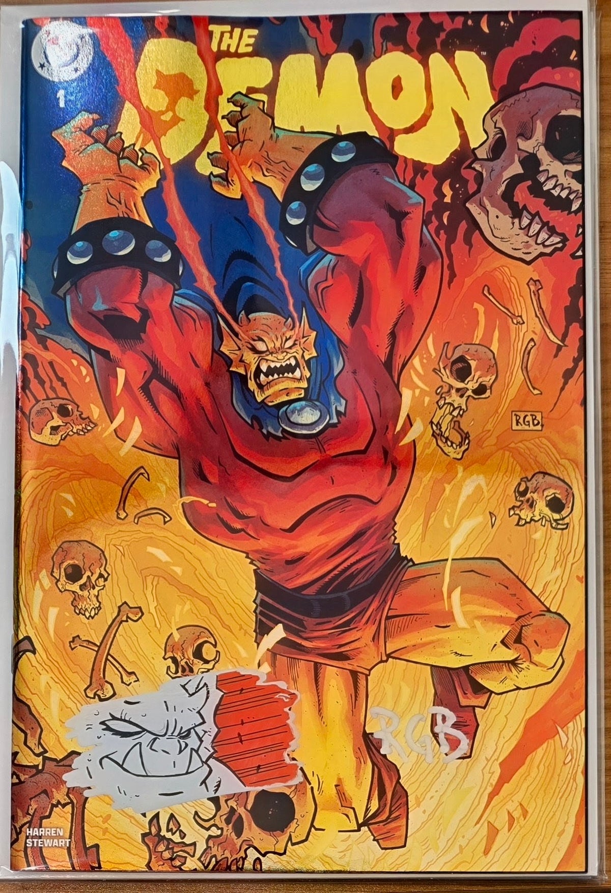 DEMON #1 FOIL🔥SPLASH COLOR REMARKED & SIGNED🔥RYAN G. BROWNE