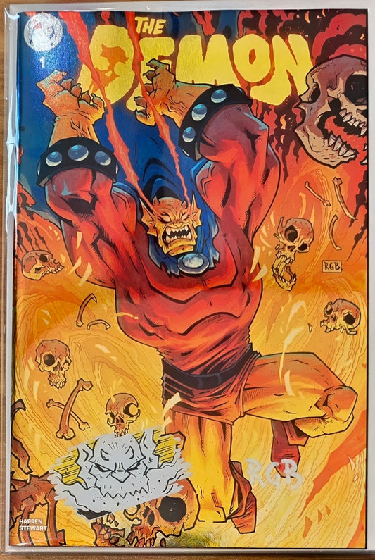 DEMON #1 FOIL🔥SPLASH COLOR REMARKED & SIGNED🔥RYAN G. BROWNE