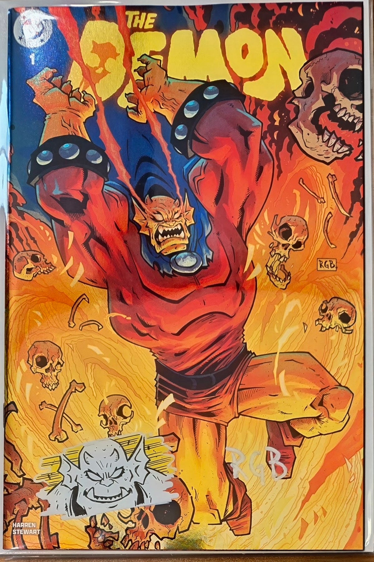 DEMON #1 FOIL🔥SPLASH COLOR REMARKED & SIGNED🔥RYAN G. BROWNE