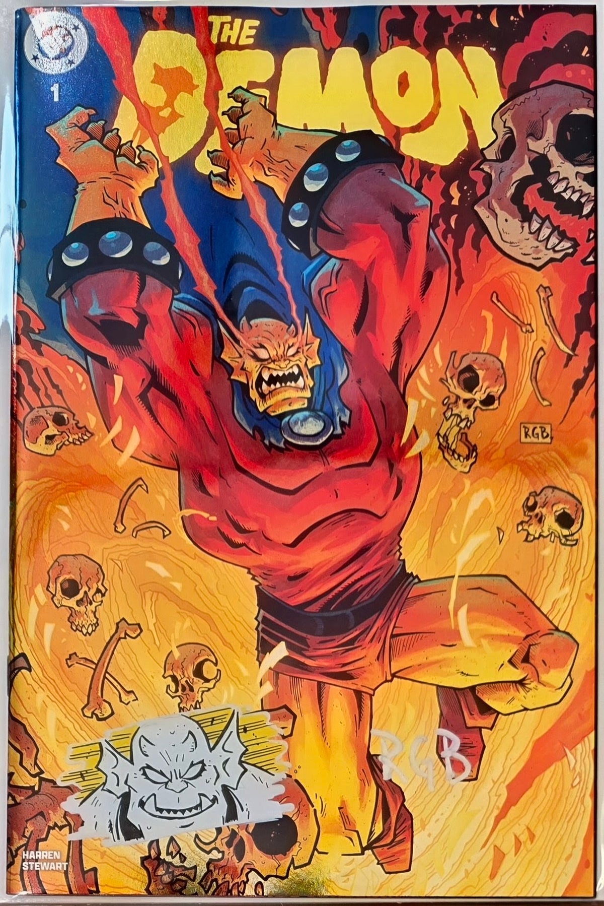 DEMON #1 FOIL🔥SPLASH COLOR REMARKED & SIGNED🔥RYAN G. BROWNE
