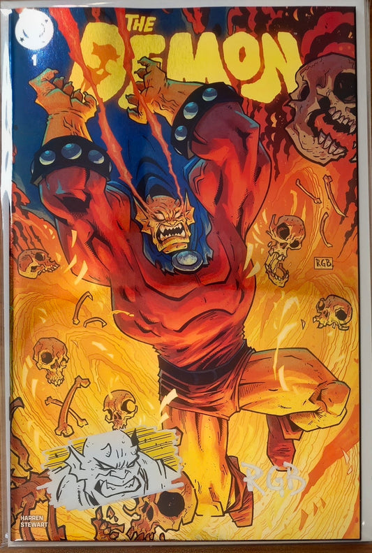 DEMON #1 FOIL🔥SPLASH COLOR REMARKED & SIGNED🔥RYAN G. BROWNE