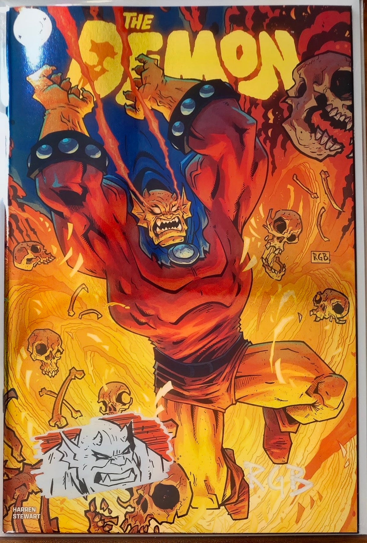 DEMON #1 FOIL🔥SPLASH COLOR REMARKED & SIGNED🔥RYAN G. BROWNE