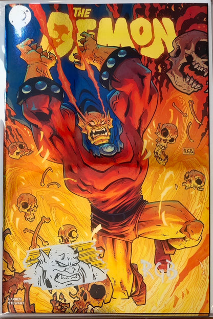 DEMON #1 FOIL🔥SPLASH COLOR REMARKED & SIGNED🔥RYAN G. BROWNE