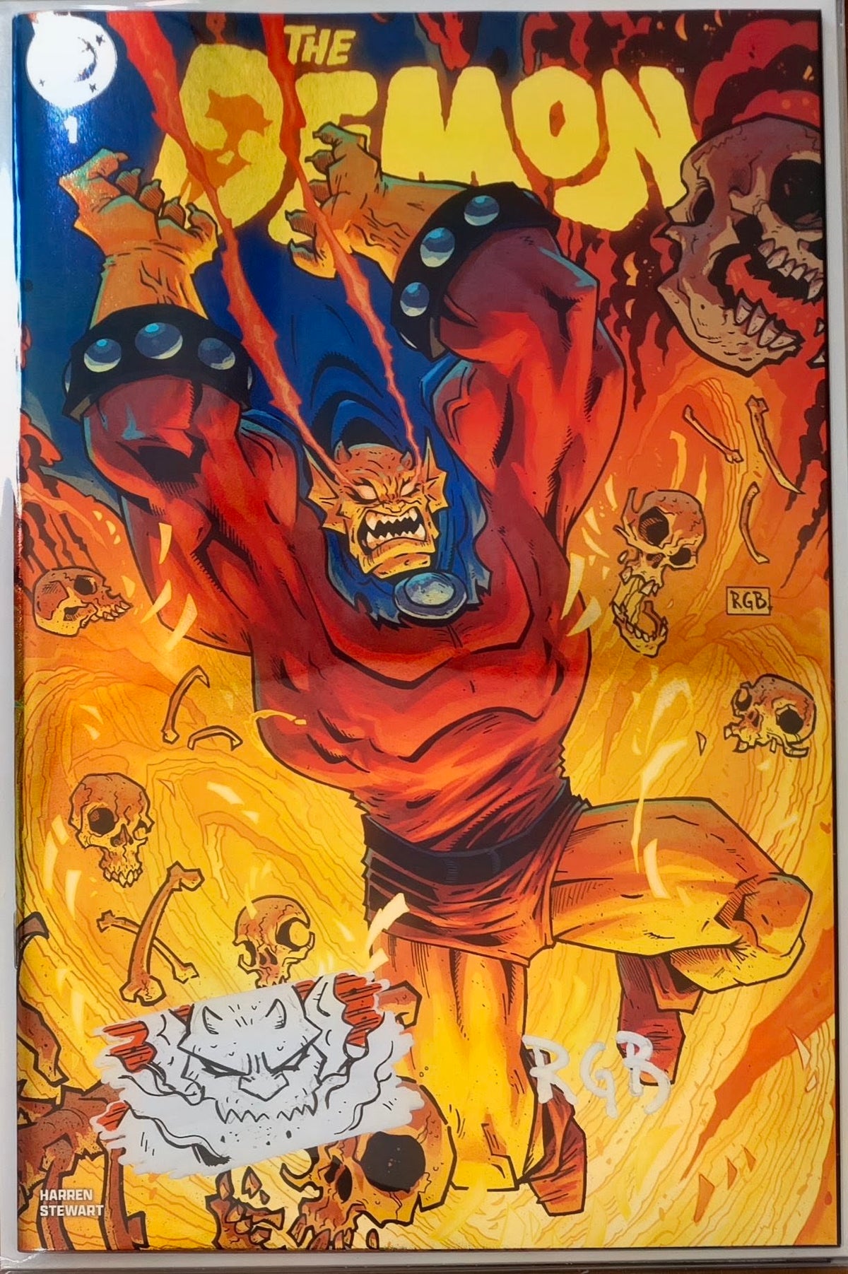 DEMON #1 FOIL🔥SPLASH COLOR REMARKED & SIGNED🔥RYAN G. BROWNE