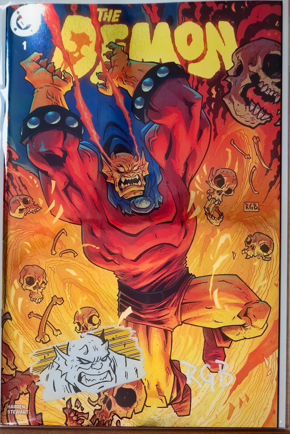 DEMON #1 FOIL🔥SPLASH COLOR REMARKED & SIGNED🔥RYAN G. BROWNE