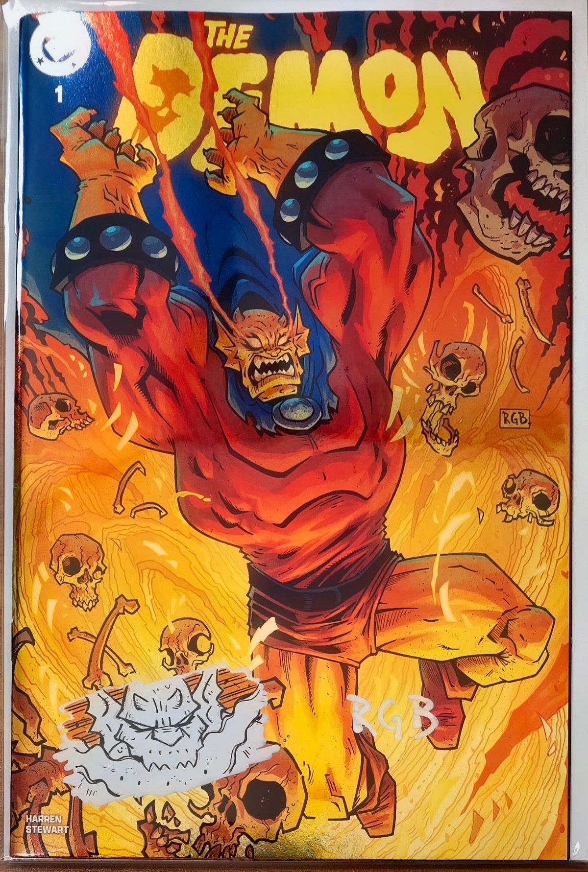 DEMON #1 FOIL🔥SPLASH COLOR REMARKED & SIGNED🔥RYAN G. BROWNE