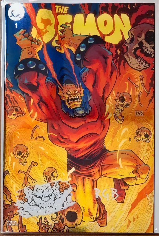 DEMON #1 FOIL🔥SPLASH COLOR REMARKED & SIGNED🔥RYAN G. BROWNE