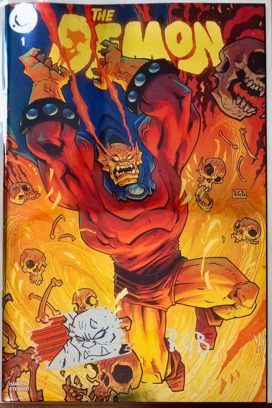 DEMON #1 FOIL🔥SPLASH COLOR REMARKED & SIGNED🔥RYAN G. BROWNE
