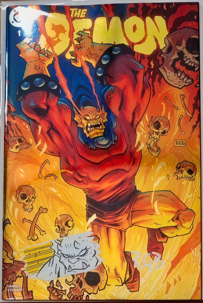 DEMON #1 FOIL🔥SPLASH COLOR REMARKED & SIGNED🔥RYAN G. BROWNE