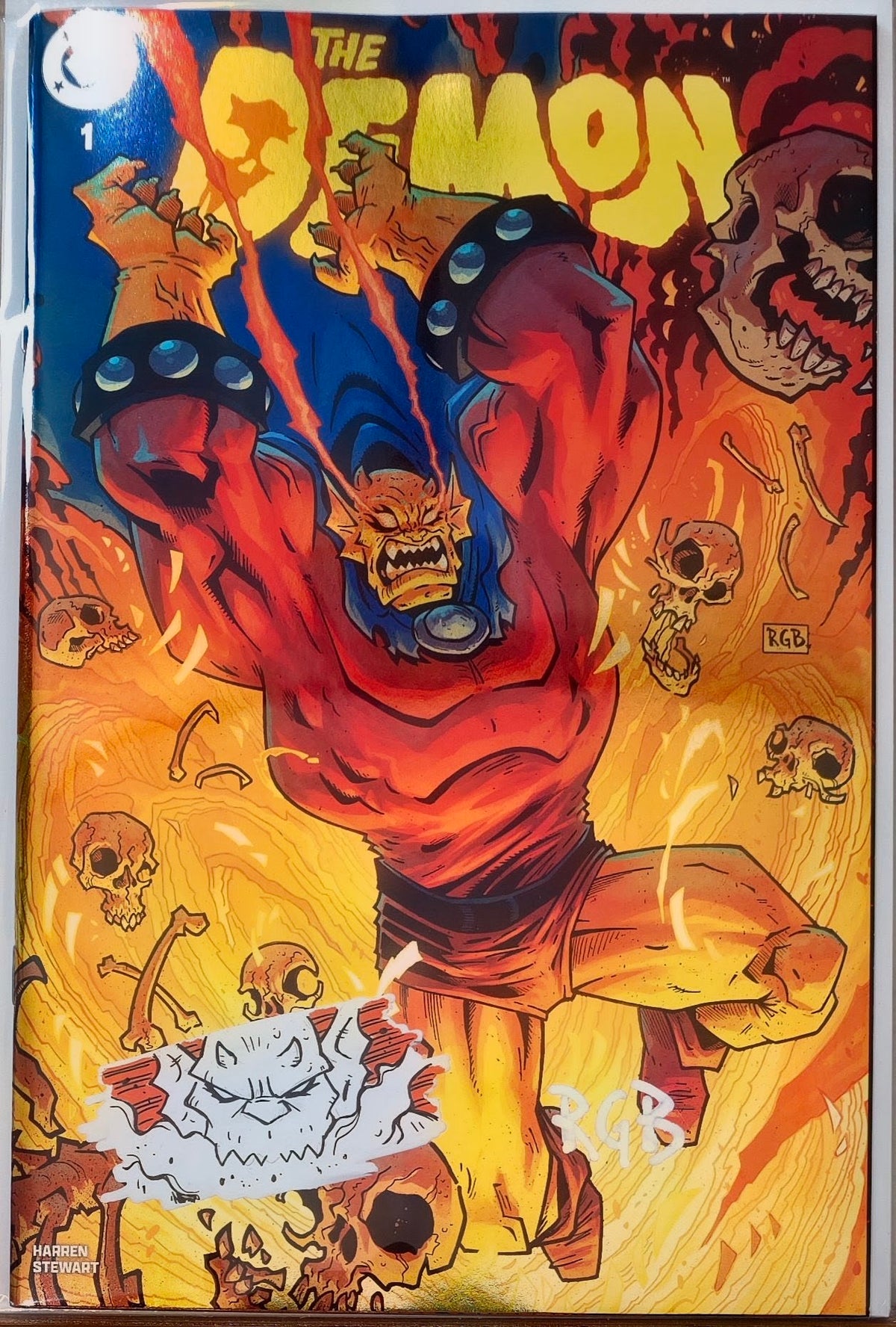 DEMON #1 FOIL🔥SPLASH COLOR REMARKED & SIGNED🔥RYAN G. BROWNE