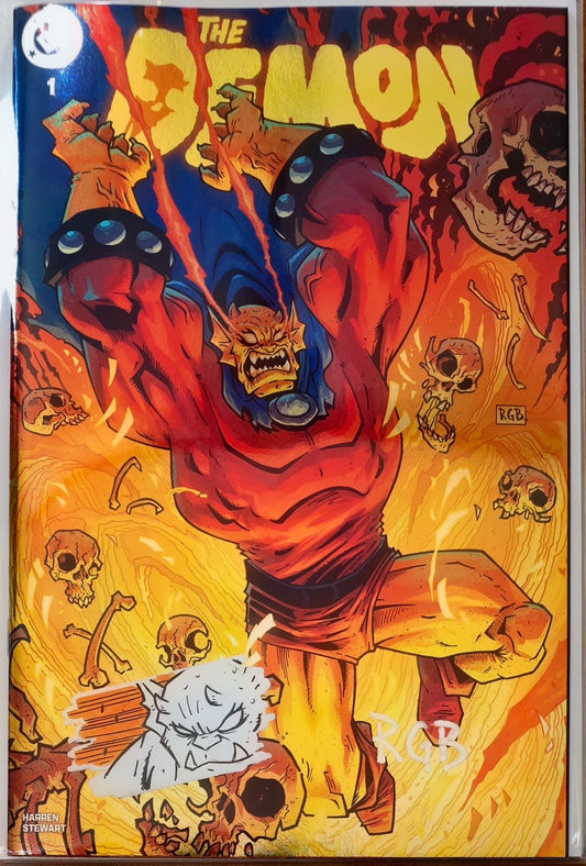 DEMON #1 FOIL🔥SPLASH COLOR REMARKED & SIGNED🔥RYAN G. BROWNE