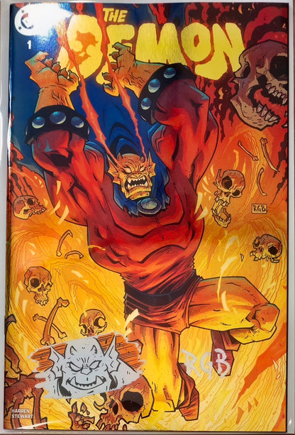 DEMON #1 FOIL🔥SPLASH COLOR REMARKED & SIGNED🔥RYAN G. BROWNE