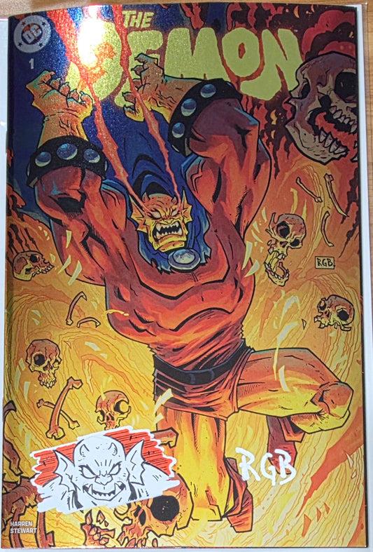 DEMON #1 FOIL🔥SPLASH COLOR REMARKED & SIGNED🔥RYAN G. BROWNE