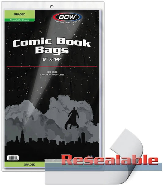 BCW Resealable Bags for CGC Graded Comics - 9 X 14 or PSA